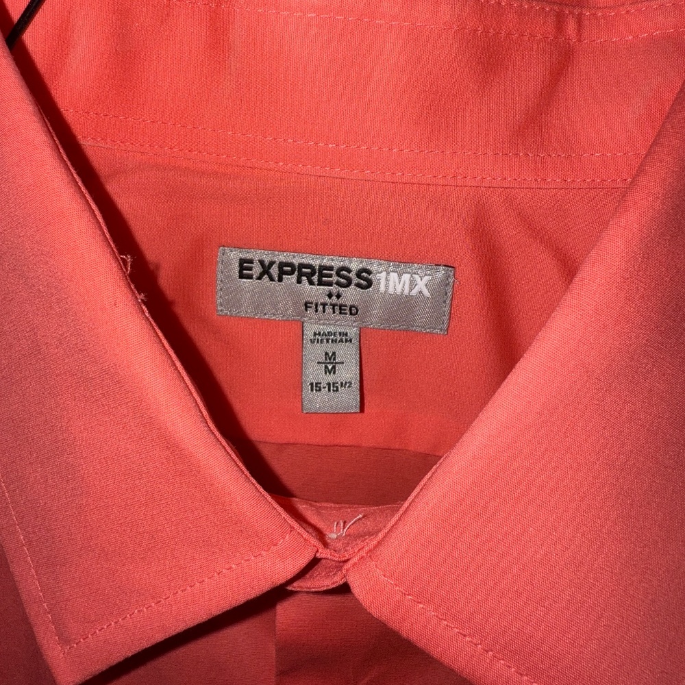 MENS EXPRESS 1MX FITTED DRESS SHIRT SALMON/ORANGE
